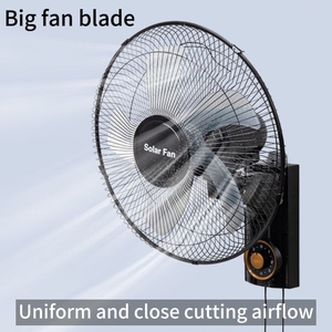 Ventilateur mural oscillant de 16 pouces à commande mécanique, alimenté par batterie/énergie solaire, avec 3 vitesses, en métal noir, pour extérieur, prêt pour la voiture, HVAC S - Product Image 4