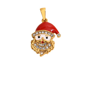 Collier superposé tendance pour femme, pendentif Père Noël, chaîne dorée, bijoux fantaisie, accessoires cadeaux avec strass en cristal - Product Image 5