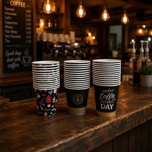 Gobelets en carton personnalisés pour emporter, 8 oz, 16 oz, 12 oz, avec couvercle, gobelets en papier jetables pour boissons chaudes - Product Image 5