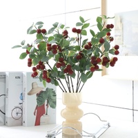 Plante Artificielle Framboise, Fleurs Artificielles, Baies Rouges, Fruits Porte-Bonheur, Fleurs en Soie Plastique 30cm-100cm, Décoration Salon, Mariage