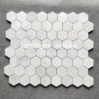 Centurymosaic Mosaïque en marbre blanc oriental poli, mosaïque hexagonale de 3 pouces pour mur et sol