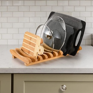 Piatto di bambù piatto coperchio pentola tagliere stendibiancheria supporto scolapiatti portaoggetti Organizer <span class=keywords><strong>cucina</strong></span> - Product Image 6