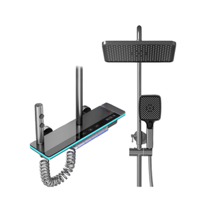 Ensemble de douche de luxe Thricate en laiton couleur canon de fusil <span class=keywords><strong>avec</strong></span> éclairage d'ambiance LED pour hôtels, spas et salles de bain haut de gamme - Product Image 5