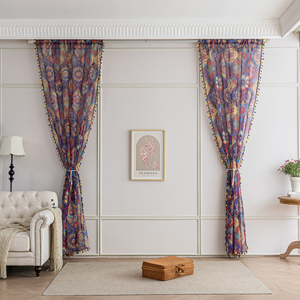 Voiles de fenêtre bohème marocain en diamant-Voiles en polyester aspect fait main avec frange détachable - Product Image 5