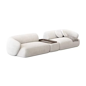 Juego Modular de Sofás Curvos Minimalistas de Lujo con Tela Bouclé, Mesa de Centro Integrada, para Interiores de Casa o Apartamento - Product Image 3