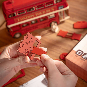 Robotime <span class=keywords><strong>Rolife</strong></span> <span class=keywords><strong>DIY</strong></span> Toys Kit de modèles assemblés à la main TGM02 London Tour Bus 3D Puzzles en bois - Product Image 3