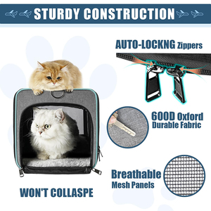 <span class=keywords><strong>Alaska</strong></span> Airlines approuvé petit animal de compagnie Air Travel Bag Fashion Cat Carrier Polyester fermeture à glissière sud-ouest avion chaton animal de compagnie - Product Image 6