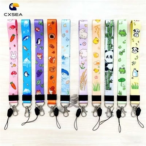 Meine Melodie & Kuromi Katze Schlüssel bund & Telefon Lanyard Strap für Pink KT Anhänger Digitaldruck aus Sanrio Polyester Haken - Product Image 1