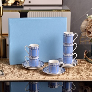 Factory Customized Eco-Friendly Ceramic Bone China Porcelain Coffee <b>Espresso</b> <b>Cup</b> Saucer Set Personalized Arabic Pattern - Product Image 1