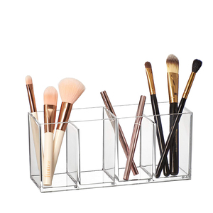 Organizzatore per il <span class=keywords><strong>trucco</strong></span> a 4 scomparti in acrilico personalizzato, supporto per pennelli per <span class=keywords><strong>trucco</strong></span> <span class=keywords><strong>trasparente</strong></span> per una soluzione perfetta per la conservazione della vanità del bagno - Product Image 4
