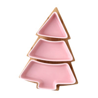Noordse Kerstboom Keramische Snack- en Dessertbord met Bamboe Schaal, Hot Selling Kerst Serveerschaal voor Feestdagen