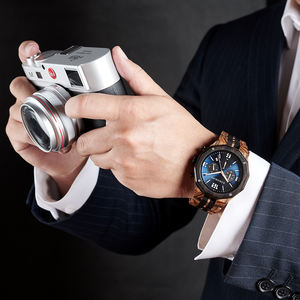 Vente en gros montre à quartz classique en bois personnalisable bracelet lumineux en acier inoxydable mouvement japonais concevez votre propre style unique - Product Image 2