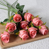 Rose artificielle pour décoration de mariage et de salon, fleurs en soie faites à la main, matériaux en gros de Chine