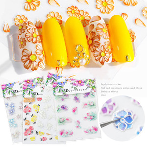 Autocollants pour ongles Honey <span class=keywords><strong>Phoebe</strong></span> 20 Designs Starry Sky Paper 5D Flower Series Embossed Nail Art Sticker 8.2*6.4cm Water Stickers 5d - Product Image 1
