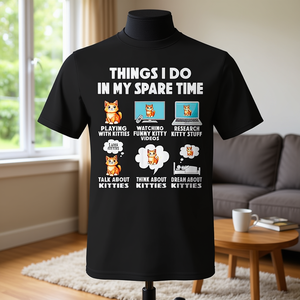T-shirt « Cat Things I Do In Spare Time », cadeau amusant pour les amoureux des chats, pour les passionnés de chats - Product Image 3