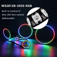 Anneau lumineux à pixels RGB WS2812B 5050 SMD, 120 LED/m, USB, flexible, à intensité variable, contrôle intelligent par application et maison connectée, IP33, 6000K/2700K, 5V, plastique
