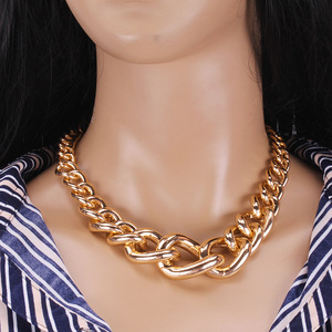 Gold Metal Chain Choker <b>Necklace</b> Zinc Alloy <b>Statement</b> Jewelry Party Fashion Accessory - Product Image 2