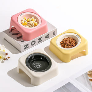 Perlindungan aman keramik kucing anjing piring makanan minum pengumpan mangkuk hewan peliharaan dalam ruangan rumah - Product Image 1