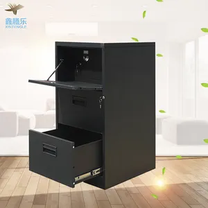 office metal 3 drawer storage filing cabinet furniture vertical fireproof A4 steel file cabinet with black handle