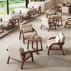 Nuova Combinazione Tavolo e Sedie in Stile Cinese per Caffetteria, Cabina Angolare per Sala da Tè, Negozi di Tè al Latte di Tendenza, Lounge di <span class=keywords><strong>Hotel</strong></span>, in Legno Massello - Product Image 3