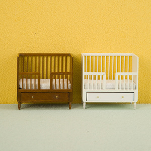 1:12 DIY casa de muñecas de madera Mini muebles modelo escena de habitación de niños con barandilla cama juguete ornamento regalos - Product Image 4