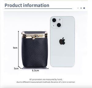 Étui à rouge à lèvres en cuir Ando avec miroir, mini pochette à maquillage à fermeture à pression, organiseur cosmétique portable - Product Image 4