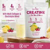 AegleWell Créatine en Poudre, Mélange Multi-Collagène et Électrolytes, Saveur Citron Framboise, Soutien à la Croissance Musculaire et à l'Énergie, Complément Alimentaire pour Adultes