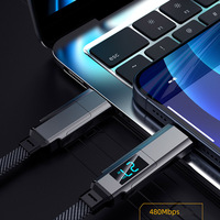 Nouveau Câble de Charge Rapide et de Données pour Téléphone 4-en-1 Tendance 2026, le Plus Vendu, avec Écran LED, Tressé Plat USB/Type-C vers Type-C/8 Broches