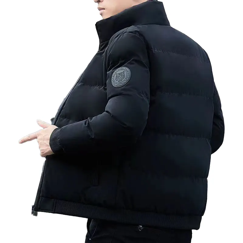 Thick Men New Warm Parka Jackets Winter Casual Men's Outwear Coats Solid Stand Collar Male Cotton Padded Down Jacket