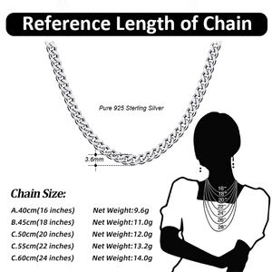 RINNTIN SC36ファインジュエリーイタリア925スターリングシルバーチェーンネックレスロジウムメッキキューバチェーンネックレス - Product Image 3