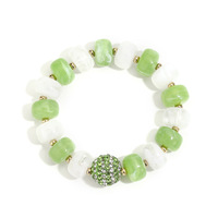 Bracelet extensible bohème multicolore en perles acryliques avec billes en zircon CZ et strass, ajustable pour femme