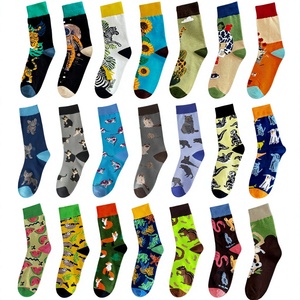 Crew <b>Socks</b> Men Animal Pattern Digital Printing Knitted Breathable Cotton <b>Polyester</b> Spandex Summer Casual Fashion <b>Socks</b> - Product Image 1