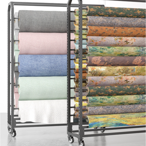 Di chuyển kim loại Rack hiển thị cho siêu thị Kệ vải dệt toàn Bộ cuộn lụa Giá bánh xe Thảm khăn trải bàn hiển thị lưu trữ - Product Image 2