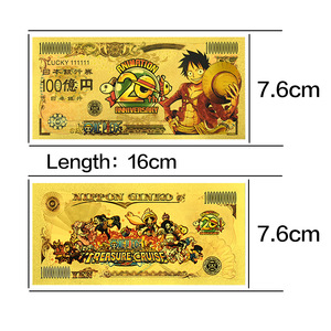 Ensemble de billets de banque en feuille d'or sur le thème des pirates légendaires, plaqué or 24 carats, carte commémorative en PVC imperméable, collection de souvenirs d'anime, cadeau - Product Image 3