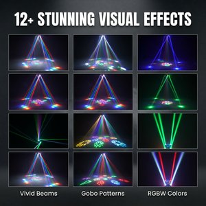 Luz Móvil Profesional de 4 Brazos LED, 100W RGBW, con Efectos de Haz, Láser y Estroboscópico 4 en 1, Iluminación de Escenario DMX512 para Discotecas, DJ, Clubes Nocturnos y <span class=keywords><strong>Arenas</strong></span> - Product Image 2