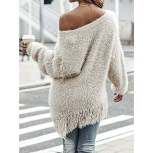 One <b>Shoulder</b> Solid Sweater Apricot <b>Women's</b> Fashion <b>Top</b> - Product Image 5