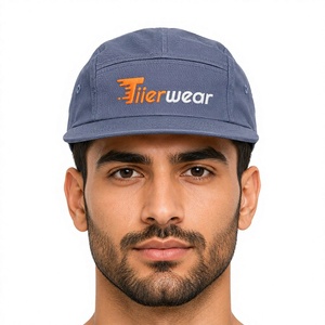 Gorra Trucker Tiiierwear Azul de 5 Paneles, 100% Algodón, Logotipo Bordado en la Parte Delantera, Gorra Snapback Casual al por Mayor para Hombre - Product Image 1