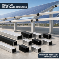 Tube carré en aluminium anodisé noir 5052 6061 1x1 2x2 pouces, résistant à la corrosion, pour montage de panneaux solaires et structure industrielle