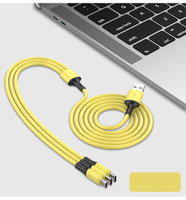 Vente en gros 1.2M câble TYPE-C Multipl chargeur lumière câble de données de charge 3 en 1 câble usb pour téléphone