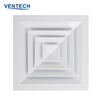 Diffuseurs de plafond carrés à 4 voies VENTECH de haute qualité pour système de CVC, sortie d'air d'évacuation en aluminium pour plafond