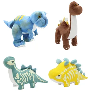 Dinosaurios de peluche de alta calidad para niños, 4 paquetes de 10 pulgadas de largo, surtido de animales de peluche, juguetes de dinosaurios de peluche para niños