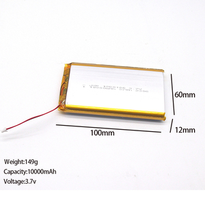 Custom <strong>10000mAh</strong> Rechargeable 3.7v 7.4v Lithium Polymer (<strong>LiPo</strong>) <strong>Battery</strong> 606090 1260110 1160100 Model 1260110 <strong>Lipo</strong> Ion Pack - Product Image 2