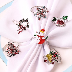 Porte-serviette en alliage d'or pour mariage fête de Noël festival bonhomme de neige wapiti cloche arbre noël feuilles d'or étoiles pour - Product Image 2