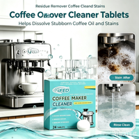 Tablettes nettoyantes pour café à faible mousse, faciles à rincer, pour usage domestique et en café, élimination des odeurs de café vieilli