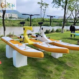 アクアレースバイクインフレータブルフローティングウォーターバイクペダルボートハイドロサイクル自転車ウォーターバイク、ウォーターゲーム用ペダルドライブ付き - Product Image 4