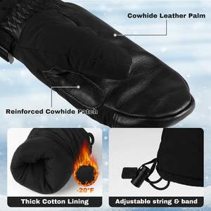 OZERO Guantes de invierno Manoplas de nieve Térmicas para palear Snowboard Snowmobiling Esquí para hombres Mujeres - Product Image 3