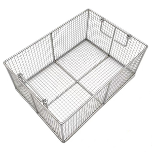 Cestino in Rete Metallica Saldata in Acciaio Inox Personalizzato con Manico Girevole per Sterilizzazione Medica e Conservazione in Cucina - Product Image 1