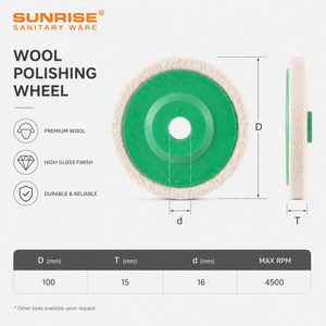 Disque <span class=keywords><strong>de</strong></span> polissage professionnel en feutre <span class=keywords><strong>de</strong></span> <span class=keywords><strong>laine</strong></span> SUNRISE 100 mm haute densité pour l'<span class=keywords><strong>acier</strong></span> inoxydable, le <span class=keywords><strong>verre</strong></span>, la peinture automobile et la finition miroir - Product Image 4