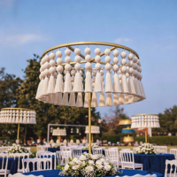 Décoration de plafond de mariage en macramé de luxe avec fleurs artificielles, suspension murale pour toile de fond de réception, style bohème personnalisé