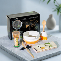 Ensemble de brosses à thé en bambou faites à la main avec logo personnalisé et bol à thé en céramique, kit d'outils pour le thé matcha et le café, 4/5/7/8 pièces, ensemble de vaisselle à thé